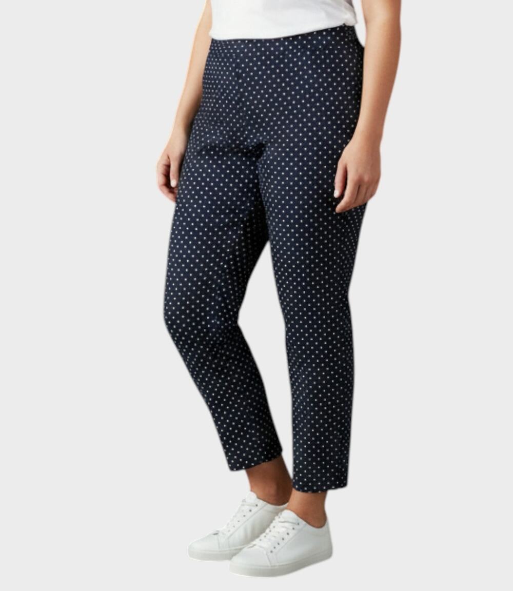Isaac Mizrahi Live! Navy Blue White Dots 20W Pants Ankle Capri